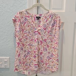 Ann Taylor Pink and Purple Floral Blouse